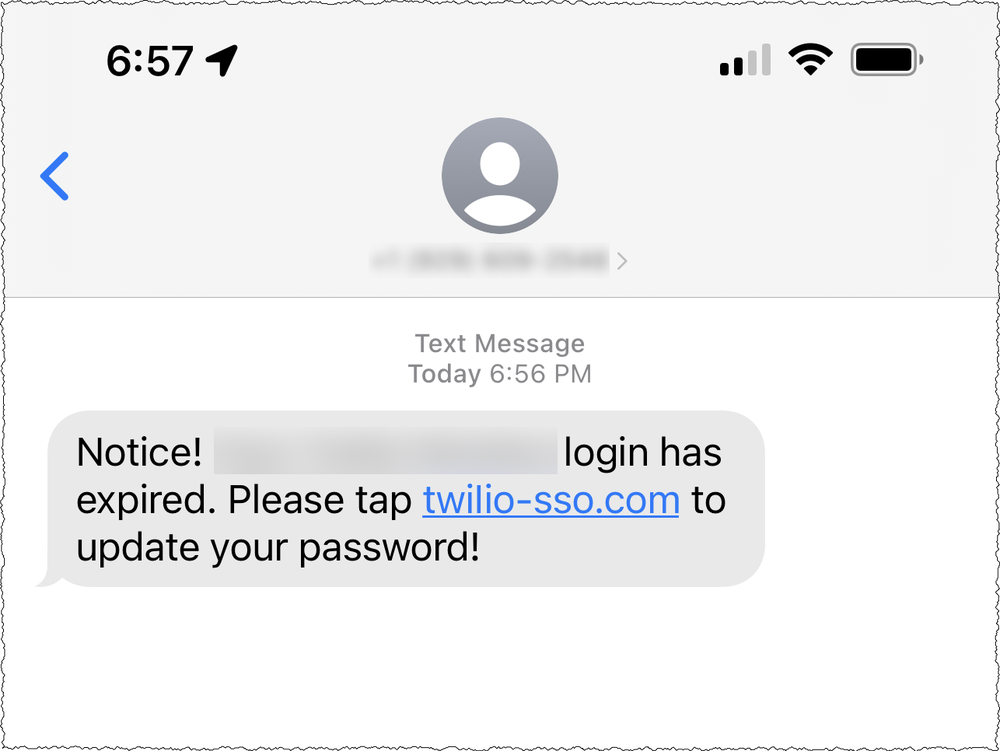 Twilio spoofed SMS